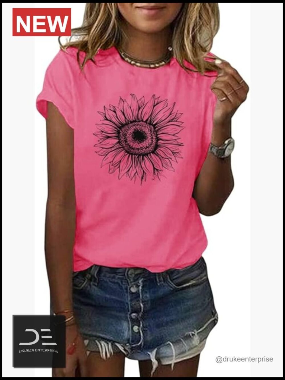 Sunflower Graphic Short Sleeve T-Shirt Loose Fit Crew Neck Tee